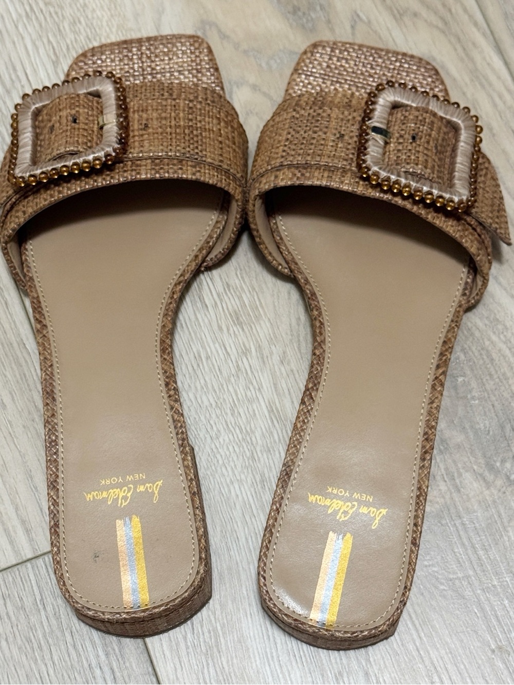 Sam Edelman Deacon Beaded Woven Raffia Slide-in Women's Sandals Sz. 8.5 - Picture 2 of 6